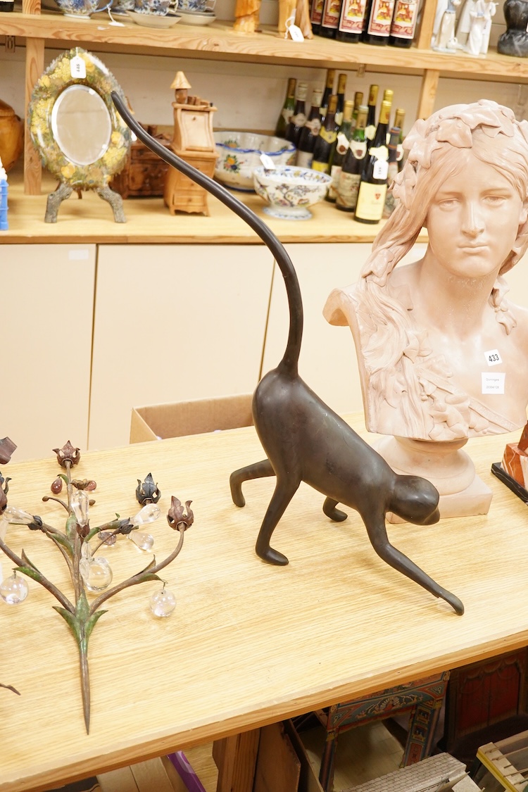 After Loet Vanderveen (1921-2015), a bronze spider monkey, unsigned, height 60cm.